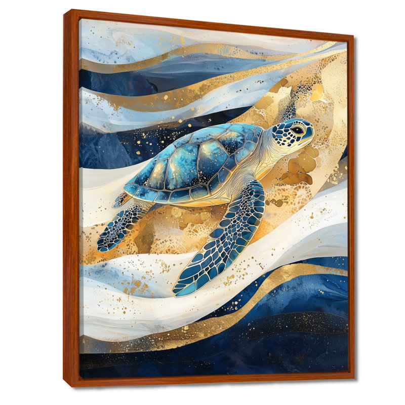 Vagues abstraites de Cindey - Tortue, art mural, H 40 po x l 30 po, Impression encadrée sans passe-partout, Brun