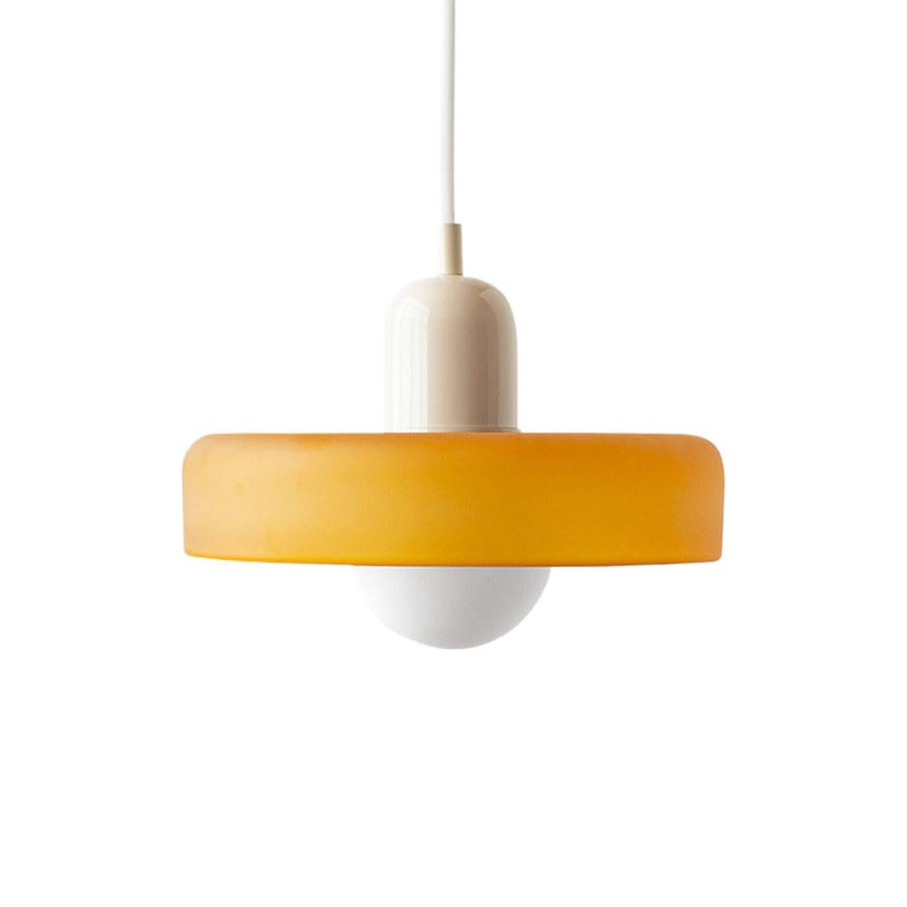 1 - Light Pendant, 7.8" H x 9.84" W x 9.84" D, Orange, White