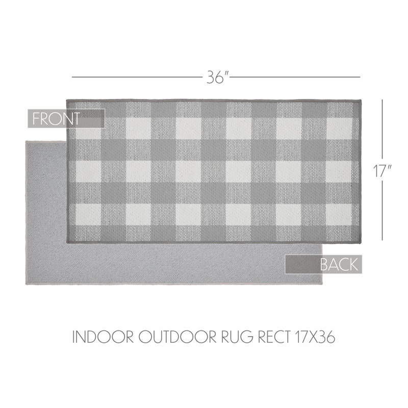  Annie Buffalo Check Gingham Machine Woven Flatweave Polyester Indoor / Outdoor Area Rug in White/Gray, Runner 1'5" x 3'