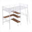 Lit mezzanine simple en métal avec bureau intégré et tablettes-347248121
