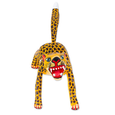 Bungalow Rose Handmade Fierce Jaguar Wood Alebrije Sculpture