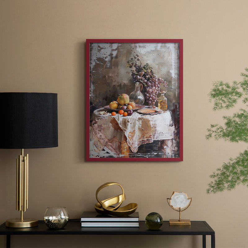 Reproduction encadrée FLORAL Series DCC XXXV - bois massif, H 11 po x l 9 po, Rouge