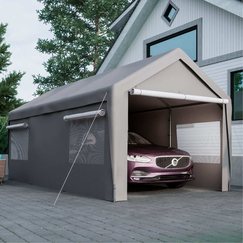 Heavy Duty Carport Canopy 10X20 Ft - Rust Proof, Ventilated Windows, Fabric Galvanized Metal Waterproof, Removable Sidewalls, Stable Frame