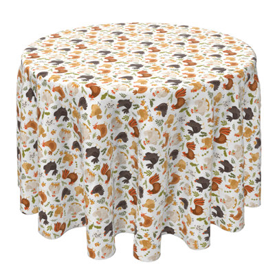 Round Floral Cotton Twill Tablecloth