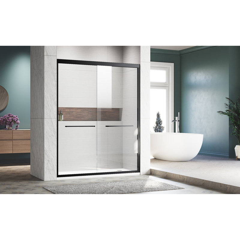50 - 54 po X P H 72 po, porte de douche coulissante semi-réglable en verre trempé épais, poignée en acier inoxydable 304