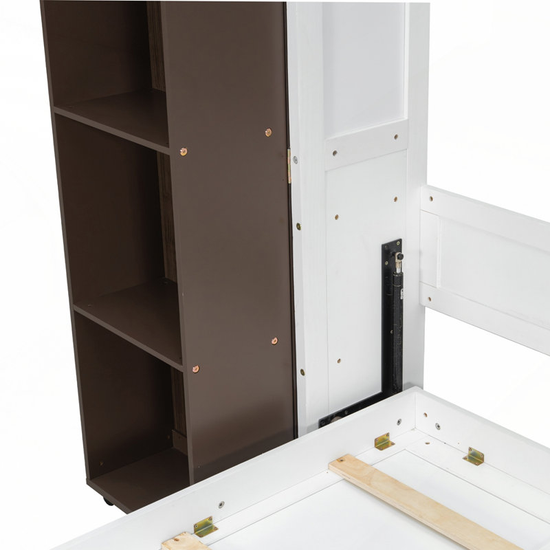 Lit escamotable avec portes de rangement parfait pour la vie moderne et les petits appartements, Espresso