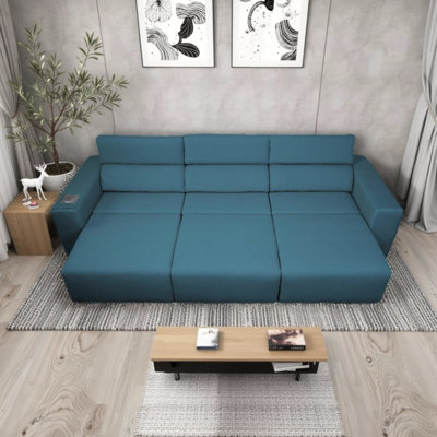 Canapé électrique inclinable à 3 places avec stéréo, recharge sans fil et poche latérale, convient au salon, au cinéma maison, à la profondeur zéro personnalisable de l’appartement, au lit spacieux à double commande,