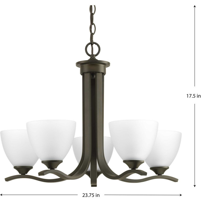 Van Reipen 5 - Light Dimmable Classic / Traditional Chandelier, Antique Bronze, 16" H x 19.75" W, 3