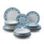Service de vaisselle en porcelaine bleue et blanche Iznik Artistry (service de 24 pièces pour 6 personnes)