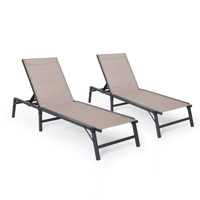Outdoor Chaise Lounge Chair Set of 2,with 5-Position Adjustable Backrest by Ebern Designs