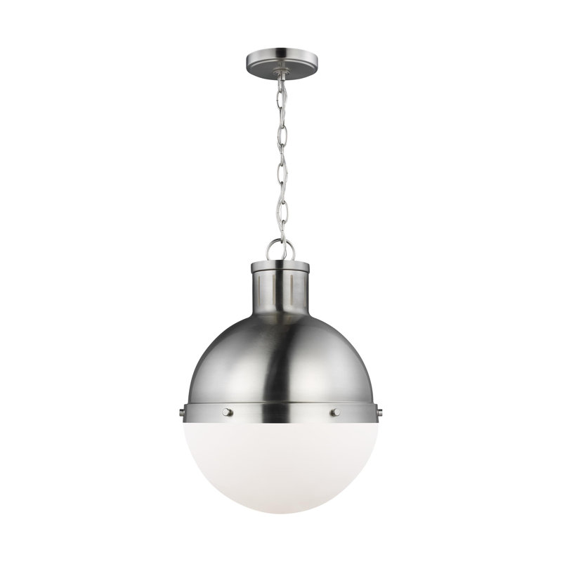 Geoffrey 1 - Light Unique/Statement Pendant, No , Brushed Nickel, 18" H x 13.25" W x 13.25" D