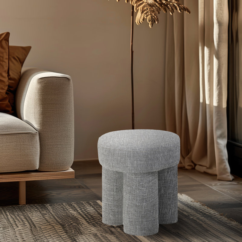 Larson 14.5" Wide Square Standard Ottoman, Grey Polyester Fabric