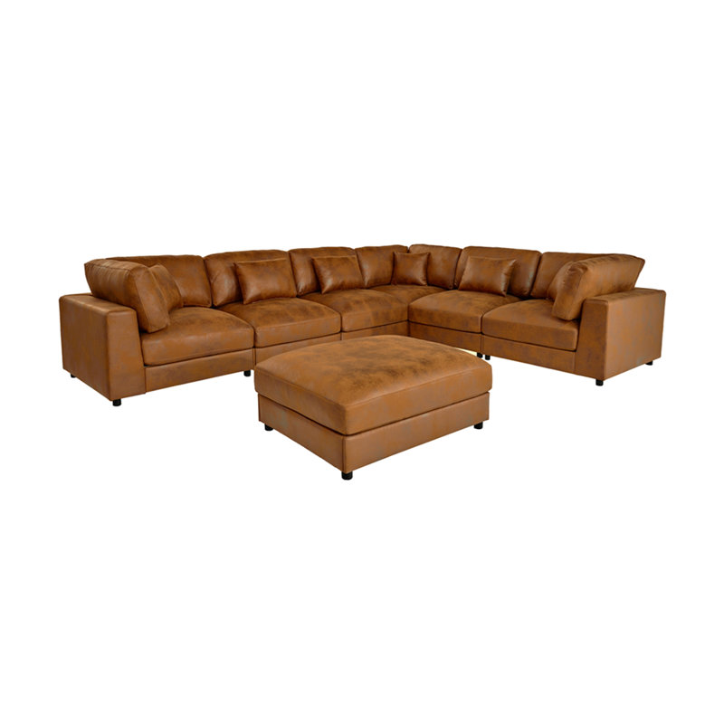 Faux Leather Fabric Modular Sectional