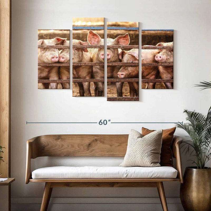 Brampt Pigs In Cage, 32" H x 52" W