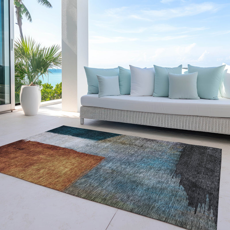 Tapis cuivre intérieur / extérieur lavable à la machine Chayden ACN1100, Rectangle 60 po x 90 po