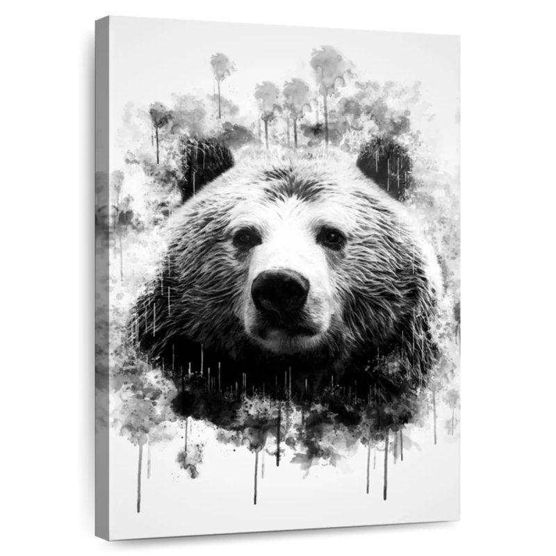 Tête d'ours Brampt noir et blanc, H 48 po x l 32 po