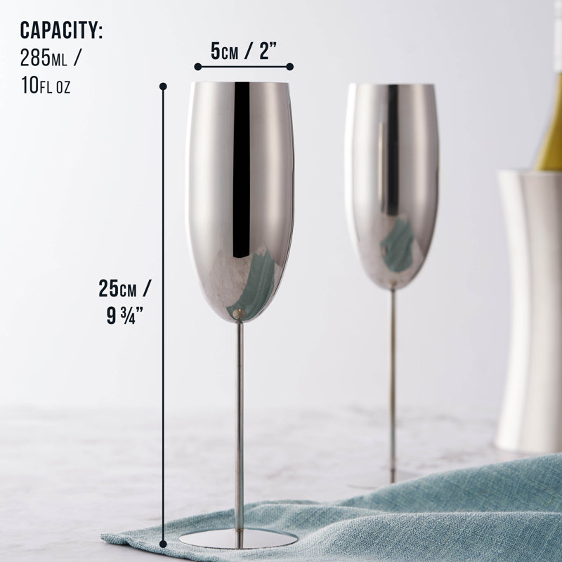 Vindas 285ml Stainless Steel Flute Set, Silver