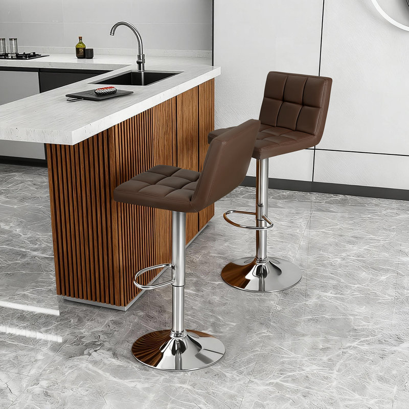 Tabouret de bar pivotant à hauteur réglable Stallcup, Brun