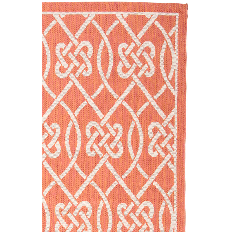 Tapis brun et brun clair pour l'intérieur et l'extérieur à motif floral Arneshia, Rectangle 6 pi 7 po x 9 pi 6 po