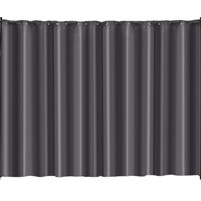 Cloison de séparation portable à roulettes pour bureau ou salle d'étude, rideau en alliage d'aluminium gris, une pièce de 121,5 x 17,7 x 96,7 pouces, cadre stable en acier au carbone, quatre roulettes universelles, facile à déplacer