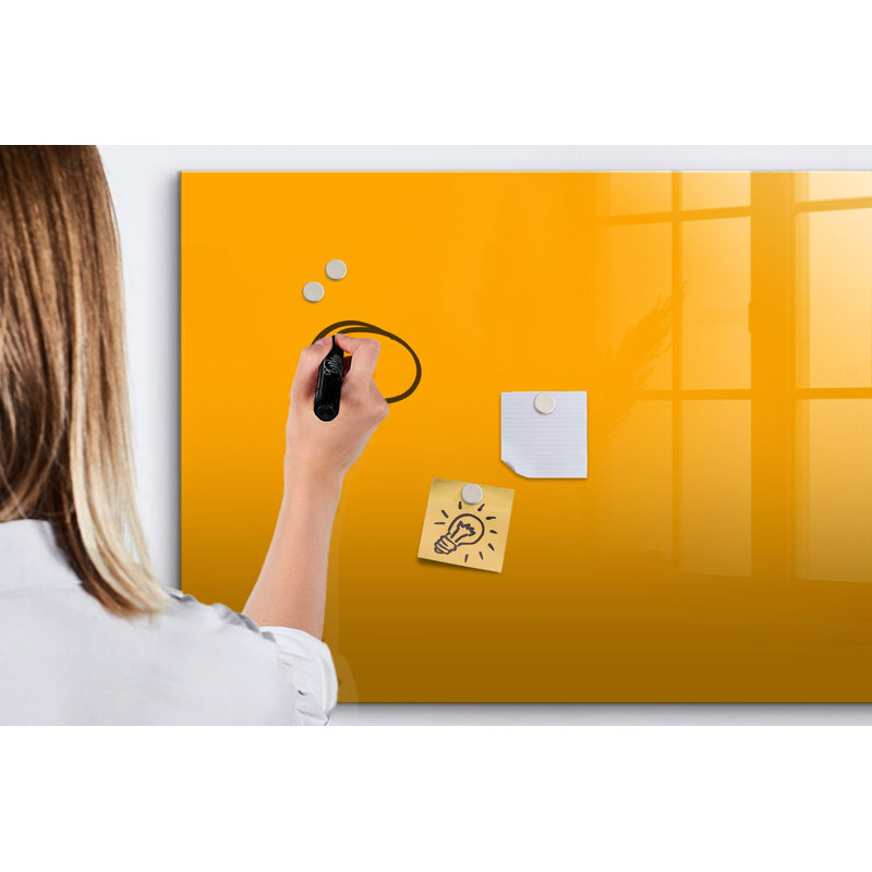 Magnetic Glass Dry Erase Board, Golden Yellow