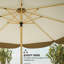 Parasol de patio de 8,7 pi, conception aérée, tissu Upf 50+, huit baleines en acier et loquet pour la sécurité de l'auvent extérieur, fixation