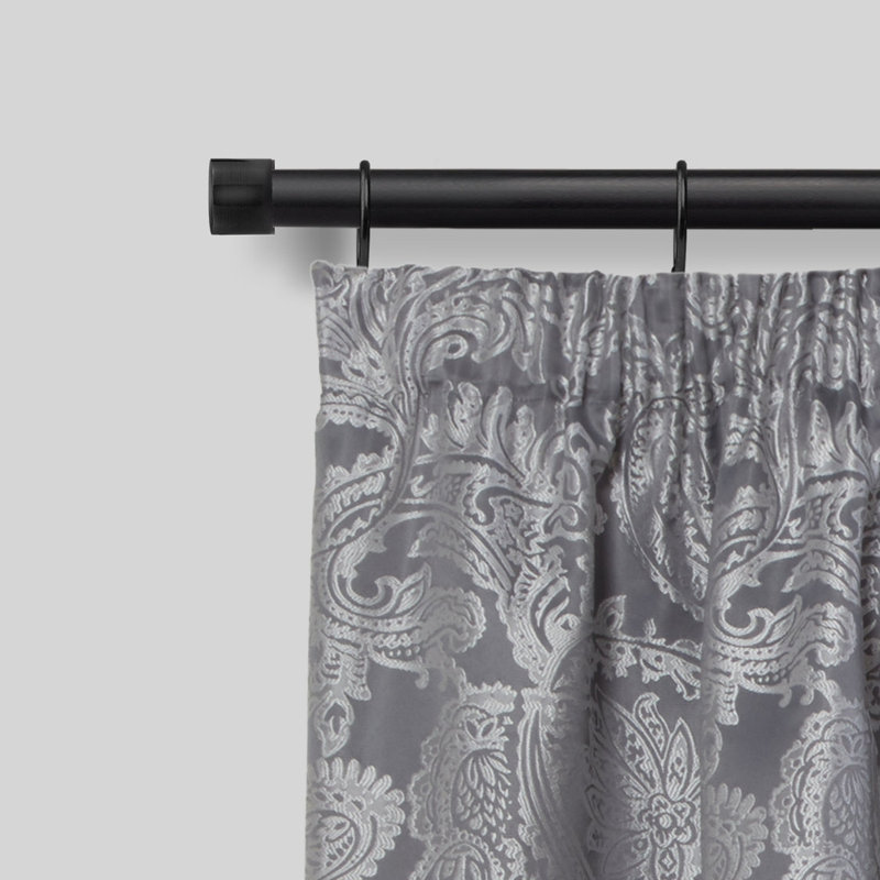 Full Stop Antique Brass Adjustable 160cm to 300cm 2cm Single Curtain Pole, 1.6 - 3m, Matt Black