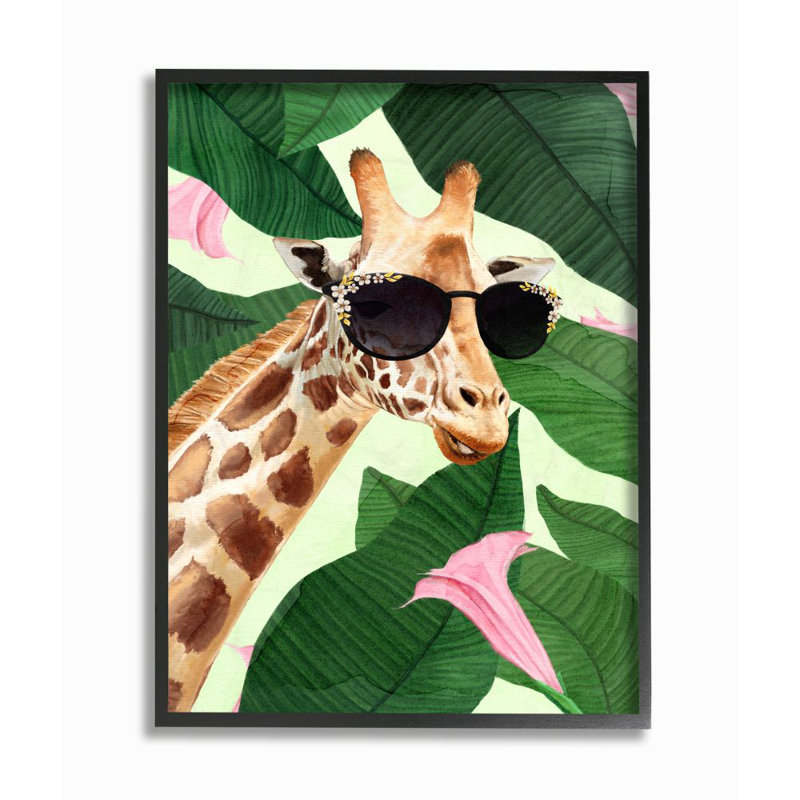 « mode giraffe drôle painting tropical painting », impression sur toile, H 14 po x l 11 po x P 1,5 po