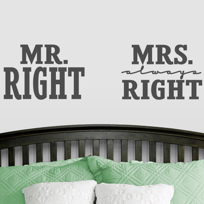 Adhésif décoratif «Mr. Right» et «Always Right», Gris foncé
