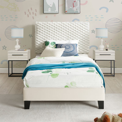 Findlay 3-Piece Bedroom Set, Plush 3D Upholstered Bed With Two Nightstands