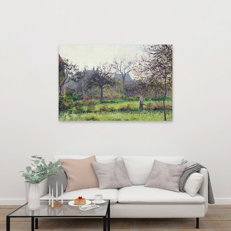 Morning Sun, Autumn, Eragny, 1897 Peaceful Serene Abstract Autumn Fruit Wall Art Print by Camille Pissarro - 1 Piece Wrapped Canvas Wall Art