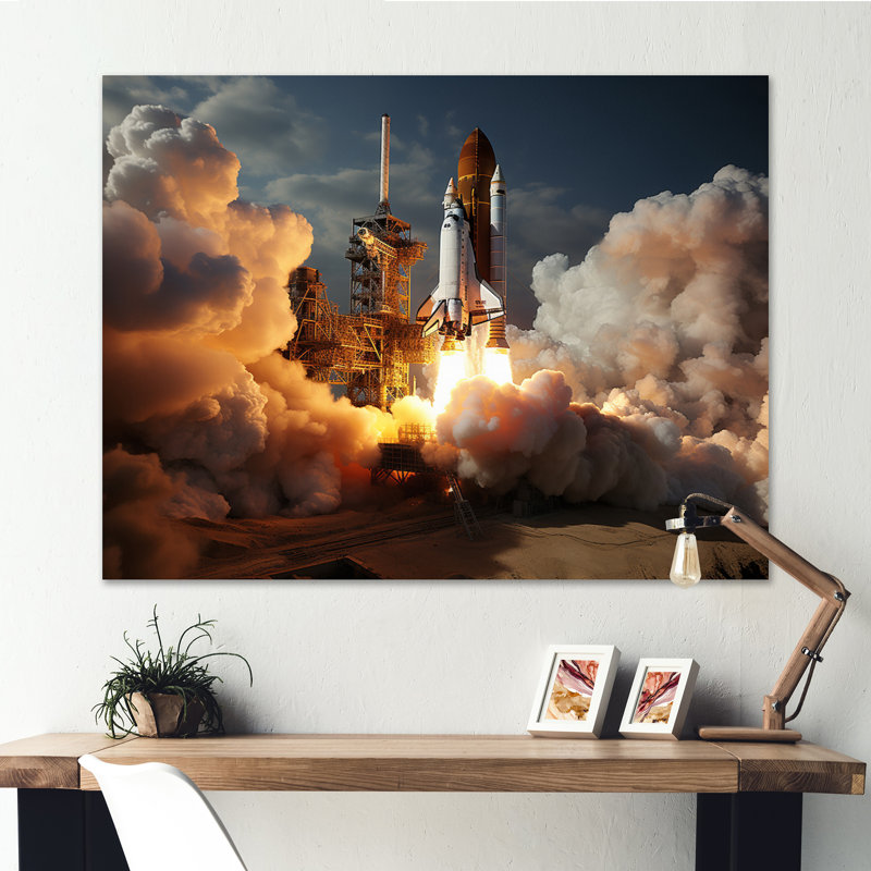 Space Shuttle Delicate Manoeuvring - Space Shuttle Wall Art Living Room, Toile tendue, H 12 po x l 20 po x P 1 po