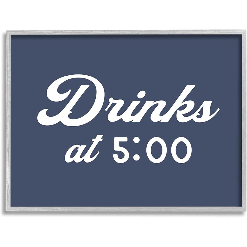 " Drink At Five ", 14" H x 14" W x 1.5" D, Farmhouse Grey Framed Giclee