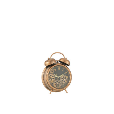 Roman Numeral Mechanical Alarm Clock in Bronze