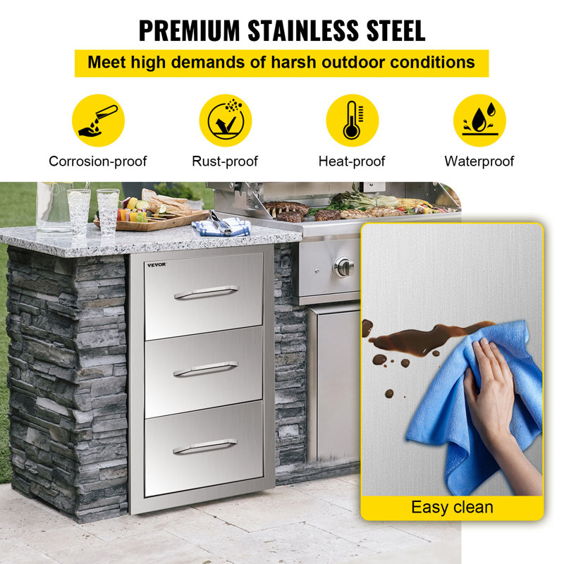 17'' Stainless Steel Drop-In Drawers