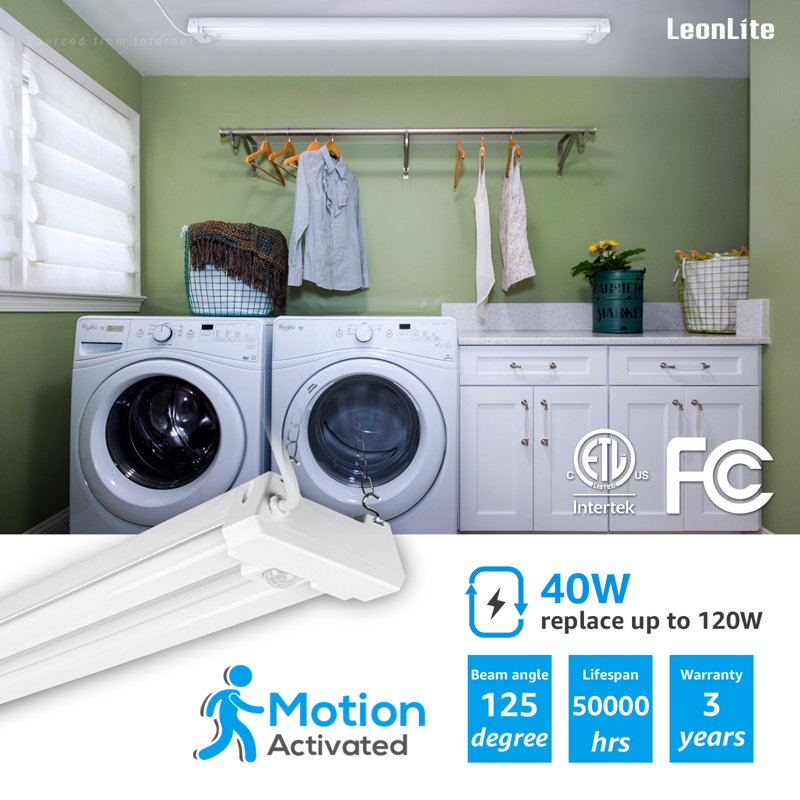 4Ft Motion Sensor Led Shop Lights, 40W Linkable Utility Garage Lighting, 5000K Daylight