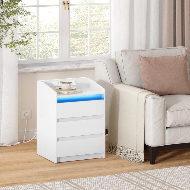 35cm W Manufactured Wood Bedside Table