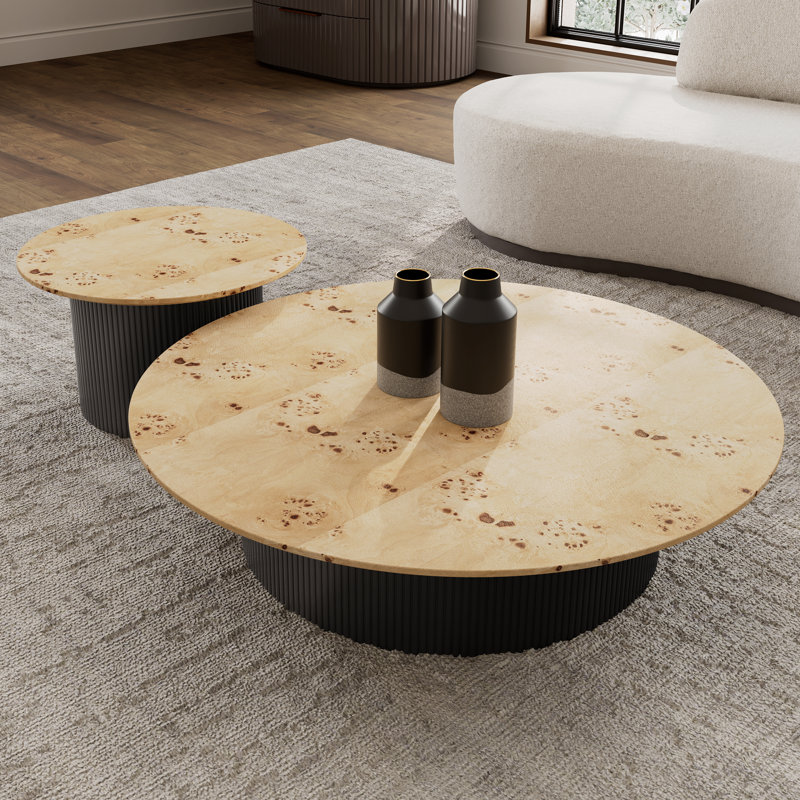 Ensemble de 2 tables basses en placage de bois de bouleau