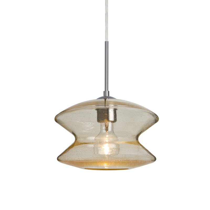 Luminaire suspendu géométrique 1 lumières simple Yara, Or, Nickel satiné