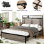 Grand lit avec cadre à DEL, 2, espace de rangement sous le lit, cadre en métal, gris antique, taille artistique et portante, rangement pour tête de lit, construction, simple-811416510