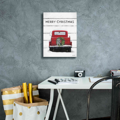 «Christmas Truck on Wood» par Lori Deiter, impression sur toile tendue