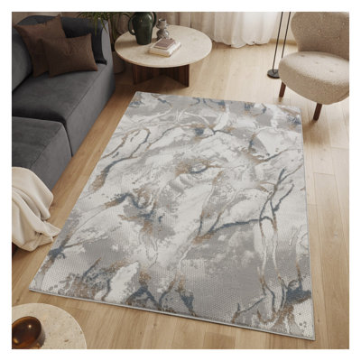 Tapis à motif abstrait géométrique moderne en polyester 5 pi 3 po x 7 pi 3 po Geometrix