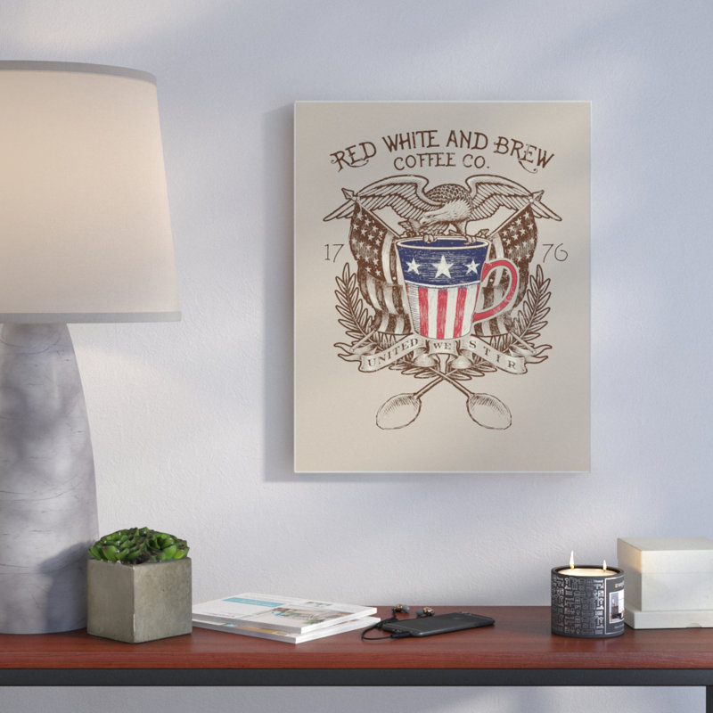 «Red White And Brew Coffee Co», affiche vintage, 10 po x 15 po, Plaque murale