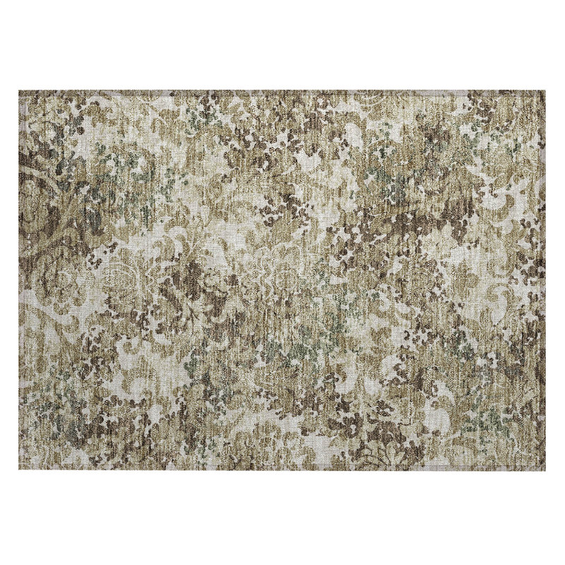 Shanata Washable Floral Indoor / Outdoor Rug, Rectangle 1'8" x 2'6"