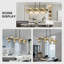Lustre spoutnik linéaire noir 55 pouces avec 16 globes gris, luminaire suspendu réglable de style Mid-Century pour salle à manger et îlot de cuisine-646427919-646427918-646427905