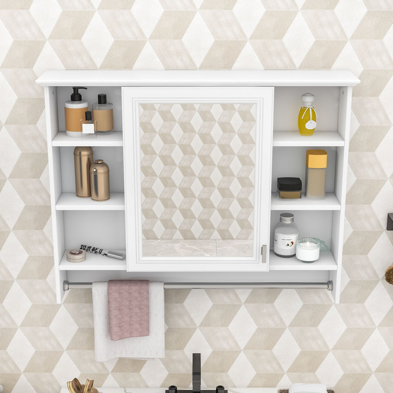 Elegant Bathroom Storage Solution with Adjustable Interior, Mirror Door, White
