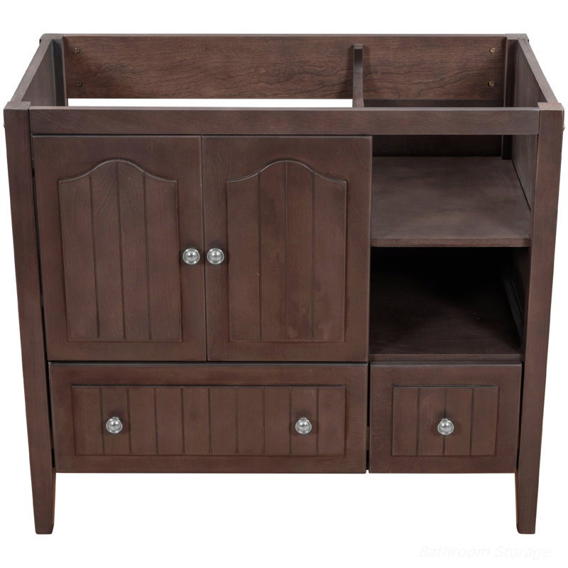 Base de meuble-lavabo, armoire de rangement avec tablette et tiroir, Brun