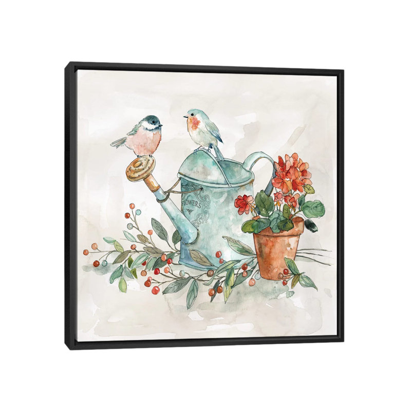 « Garden apercevoir I » par Carol Robinson, reproduction d’art, H 18 po x l 18 po x 1,5 po, Toile avec cadre noir