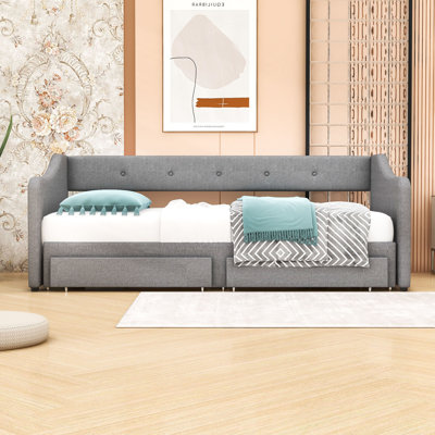 Twin XL Upholstered Daybed with 2 Drawers