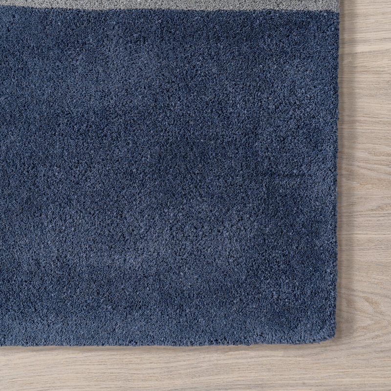 Blue and Gray Handmade Wool Tufted 4' x 6' Area Rug
